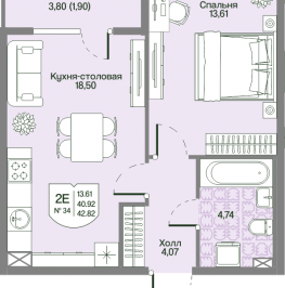 Продажа 1-комн квартиры в новостройке Мистолово д., Большой пр-кт,  к. 2