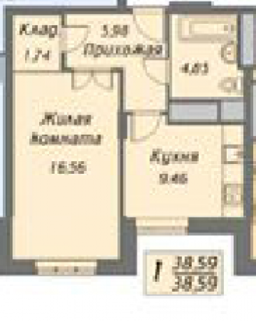 Планировка ЖК Комфортный квартал, 16.56 м2