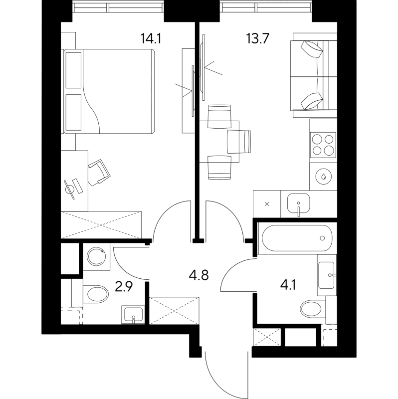 Продажа 1-комн квартиры в новостройке Москва г., Ярцевская ул.,  к. 1