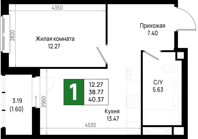 Продажа 1-комн квартиры в новостройке Новосаратовка д., Первых ул.,  к. 5.1