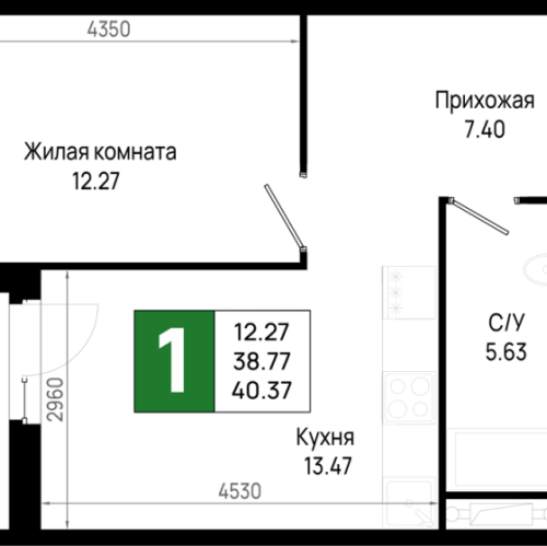 1-комн квартира Новосаратовка д., Первых ул.,  к. 5.1