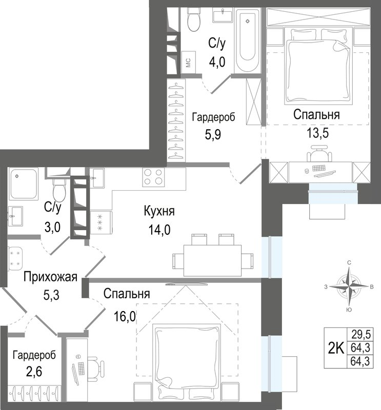 Продажа 2-комн квартиры в новостройке Королёв г.,  к. 3