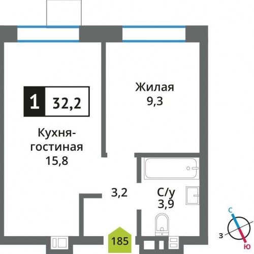 1-комн квартира Красногорск, Московская область, Красногорск, мкрн. Опалиха
