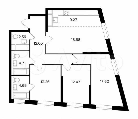 Продажа 4-комн квартиры в новостройке Гродненская улица,  д. 12 с2