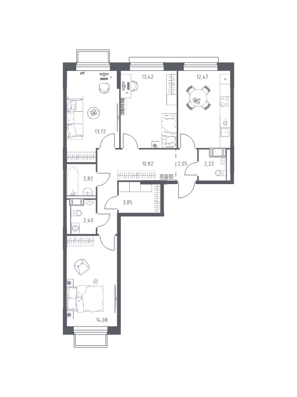 Продажа 3-комн квартиры в новостройке Мирный п., Свободы ул.,  к. 6.4