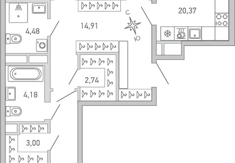 Продажа 3-комн квартиры в новостройке наб Чёрной речки,  д. 1