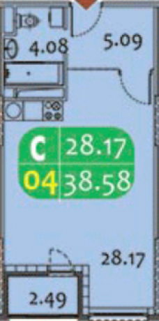 Планировка ЖК Одинцовский Парк, 28.17 м2