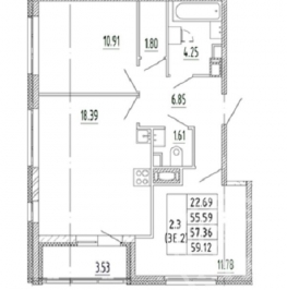 Продажа 2-комн квартиры на вторичном рынке Арцеуловская алл.,  д. 7,  к. 1