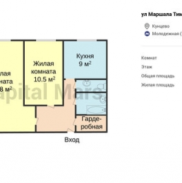 Продажа 2-комн квартиры на вторичном рынке улица Маршала Тимошенко,  д. 7