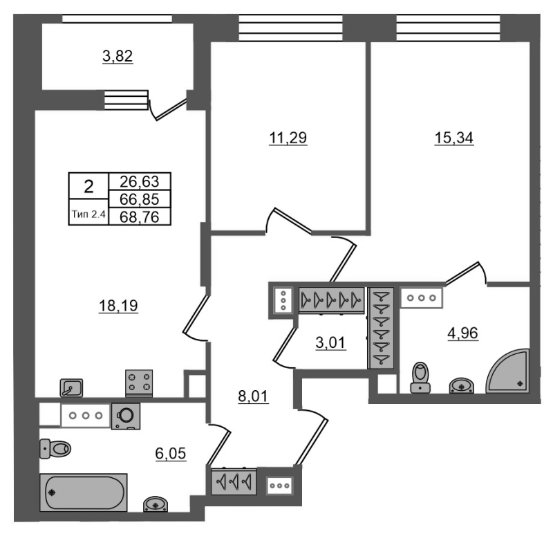 Продажа 2-комн квартиры в новостройке Санкт-Петербург г., Октябрьская наб.,  к. 1.1