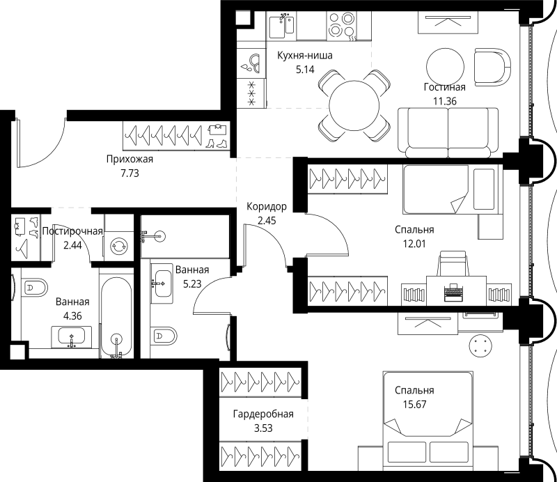 Продажа 2-комн квартиры в новостройке Москва г., Мира пр-кт,  к. 1