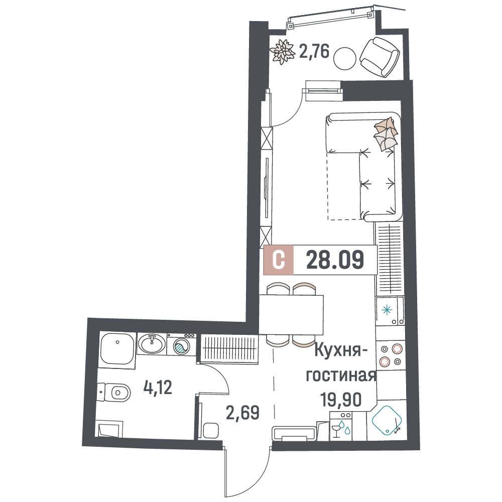 Студия Мурино п, Авиаторов Балтики пр-кт,  д. 31