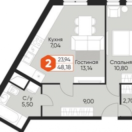 Продажа 2-комн квартиры на вторичном рынке Некрасовский, ул Заводская,  д. 10а