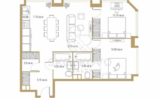 Продажа 3-комн квартиры на вторичном рынке Сетуньский 1-й проезд,  д. 2,  к. 1