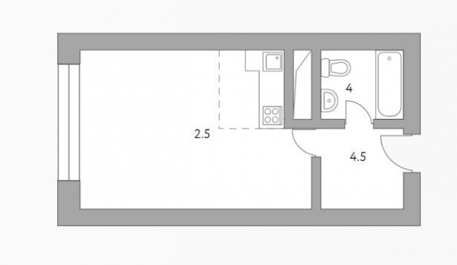 Планировка ЖК Бригантина, 21.4 м2