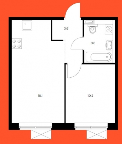 Планировка ЖК Никольские луга, 10.2 м2