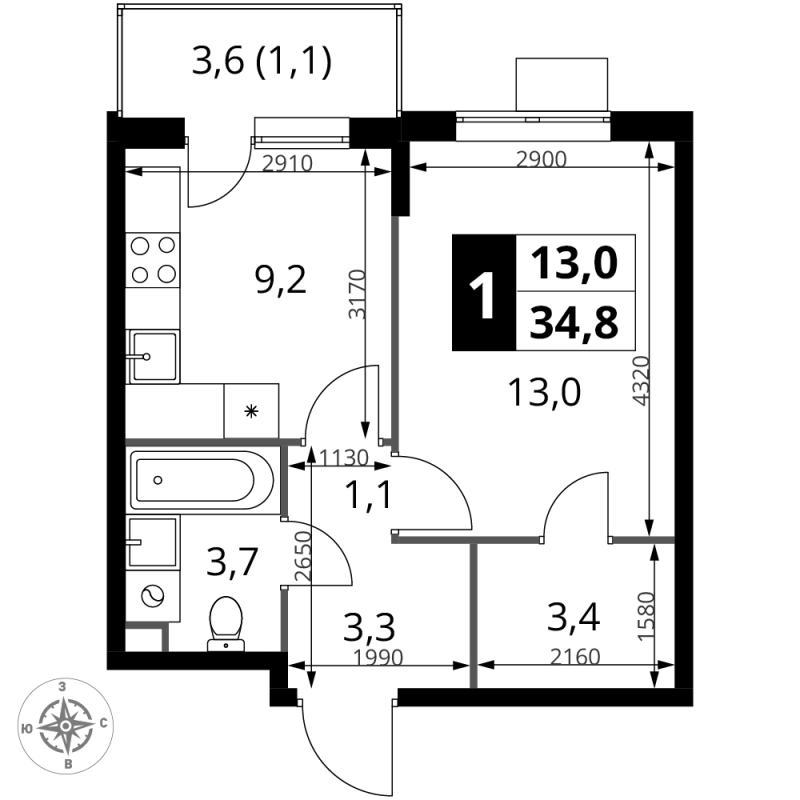 Продажа 1-комн квартиры в новостройке Химки г., Комсомольская ул.,  к. 3