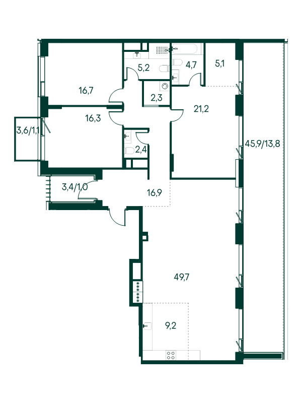 Продажа 3-комн квартиры в новостройке Москва г., Чкаловский б-р,  к. 2.1