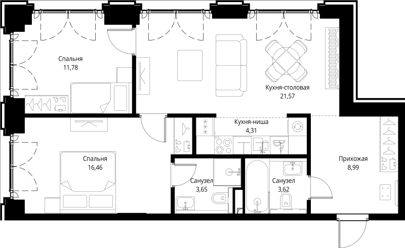 Продажа 2-комн квартиры в новостройке Москва г.,  Волоколамское ш.,  к. Cliff 3