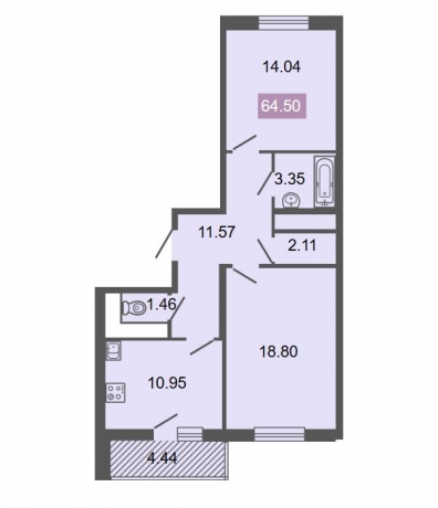 Планировка ЖК Питер, 33.24 м2