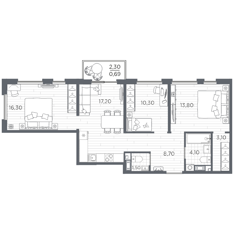 Продажа 3-комн квартиры в новостройке Санкт-Петербург г., Пулковское ш.,  к. 11