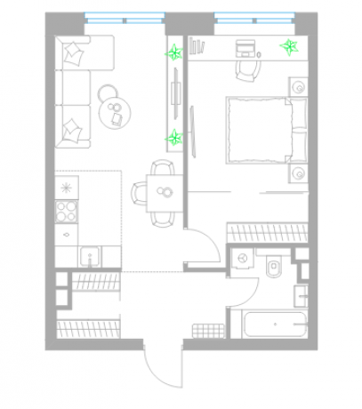Планировка ЖК Level Причальный,  м2