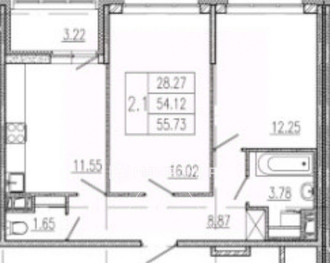 Продажа 2-комн квартиры на вторичном рынке улица Тосина, 6