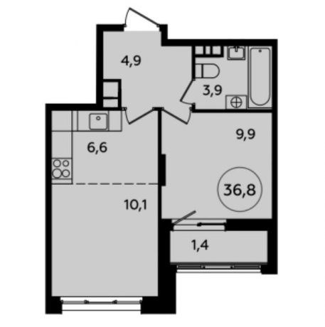 Планировка ЖК Скандинавия, 9.9 м2