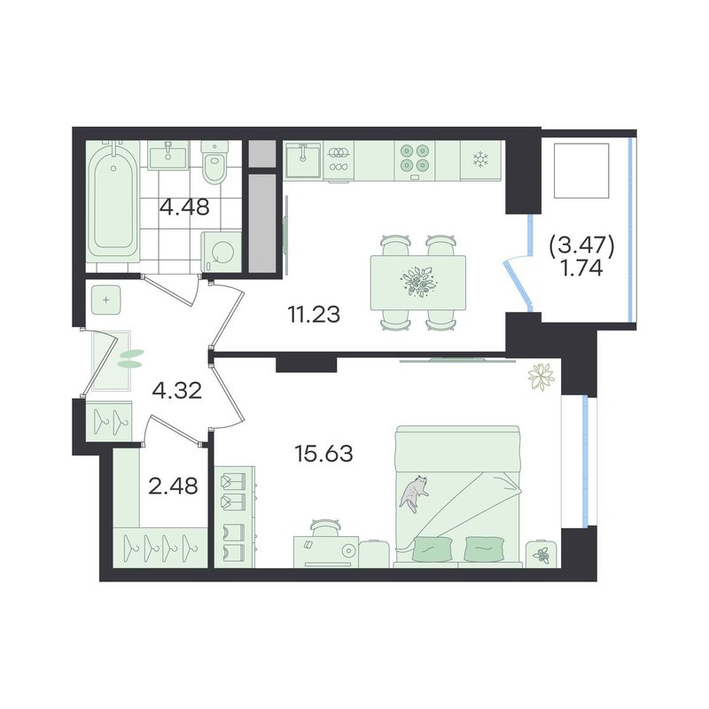 Продажа 1-комн квартиры в новостройке Сосновый Бор п., Объездная Дорога ул.,  к. 1