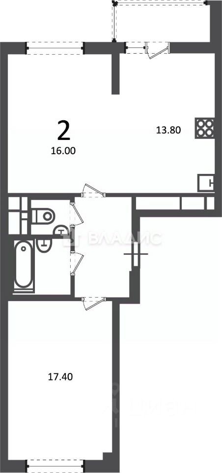 Продажа 2-комн квартиры на вторичном рынке Кусковская улица, 12/1