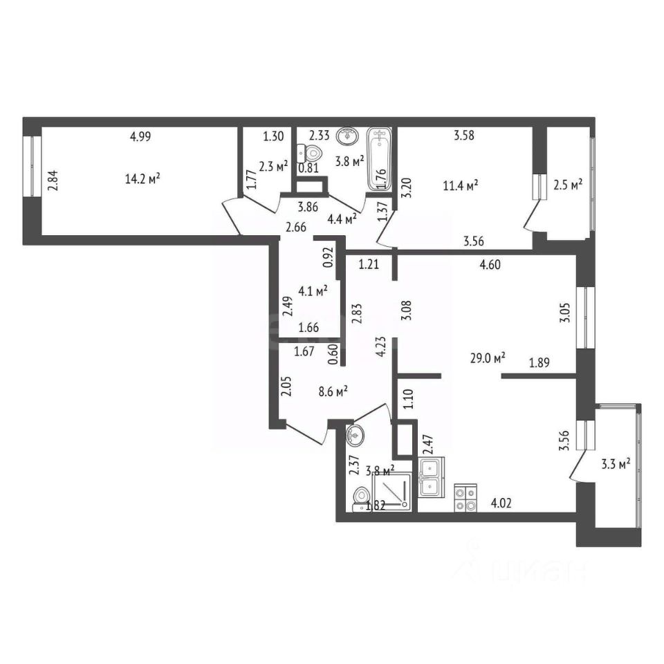 Продажа 2-комн квартиры на вторичном рынке проспект Энгельса, 29