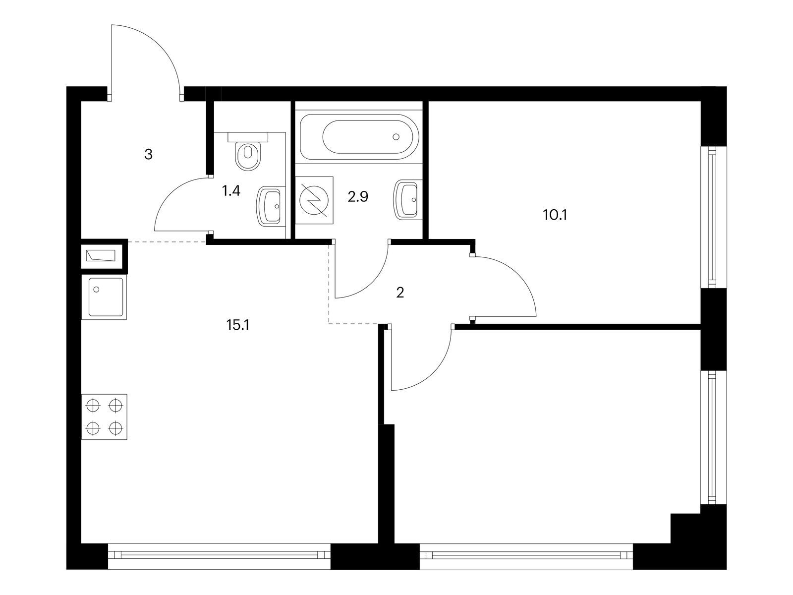 2-комн квартира ул. Ивана Франко, корп.3