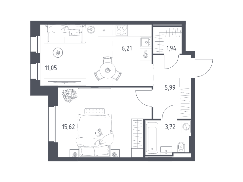 Продажа 1-комн квартиры в новостройке Заречье п., Заречная ул.,  к. 4