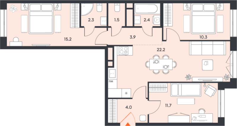 Продажа 3-комн квартиры в новостройке Москва г., Рязанский пр-кт,  к. 2.3