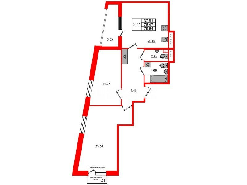 Продажа 2-комн квартиры в новостройке Комендантский проспект, участок 7