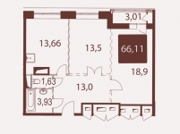 Планировка ЖК VAVILOVE, 32.4 м2