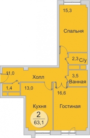 Планировка ЖК Зеленый Берег, 31.9 м2