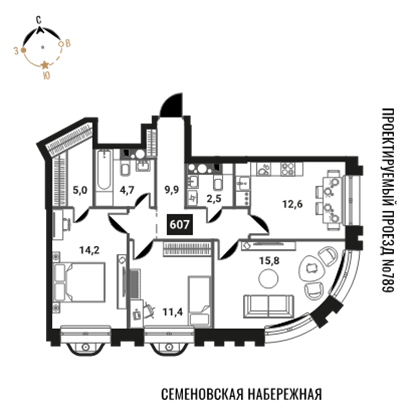 Продажа 3-комн квартиры в новостройке Семеновская наб. 3 стр. 13 А улица