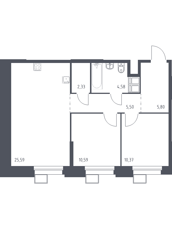 Продажа 2-комн квартиры в новостройке Дудкино д., Цветочная ул.,  к. 2.2