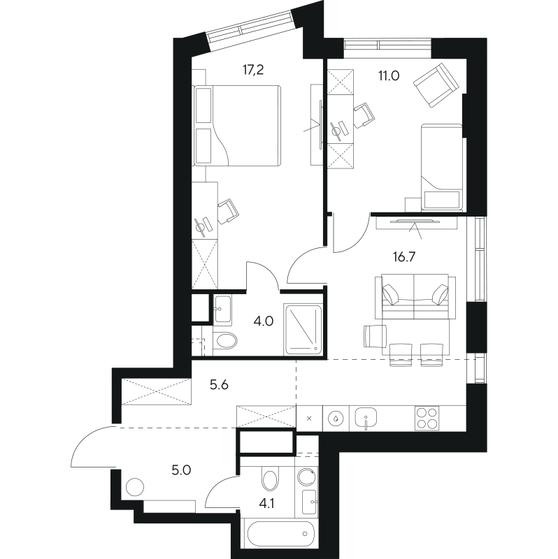 Продажа 2-комн квартиры в новостройке Москва г., Ярцевская ул.,  к. 1