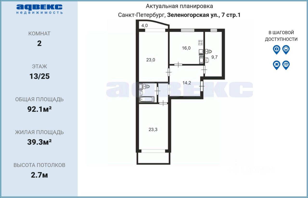Продажа 2-комн квартиры на вторичном рынке Зеленогорская улица, 7