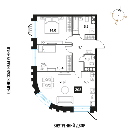 Продажа 3-комн квартиры в новостройке Семеновская наб. 3 стр. 13 А улица