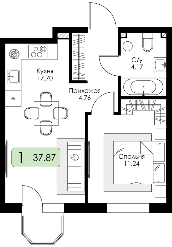 Продажа 1-комн квартиры в новостройке Романовка п., Дорога Жизни ш.,  к. 1.1