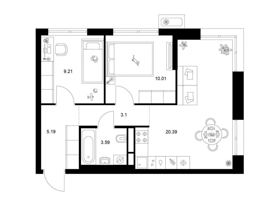 Продажа 2-комн квартиры в новостройке Квартал Мит, корп. 3.4