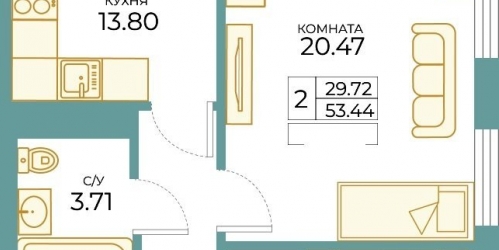 2-комн квартира Таллинская ул. ,  д. 11