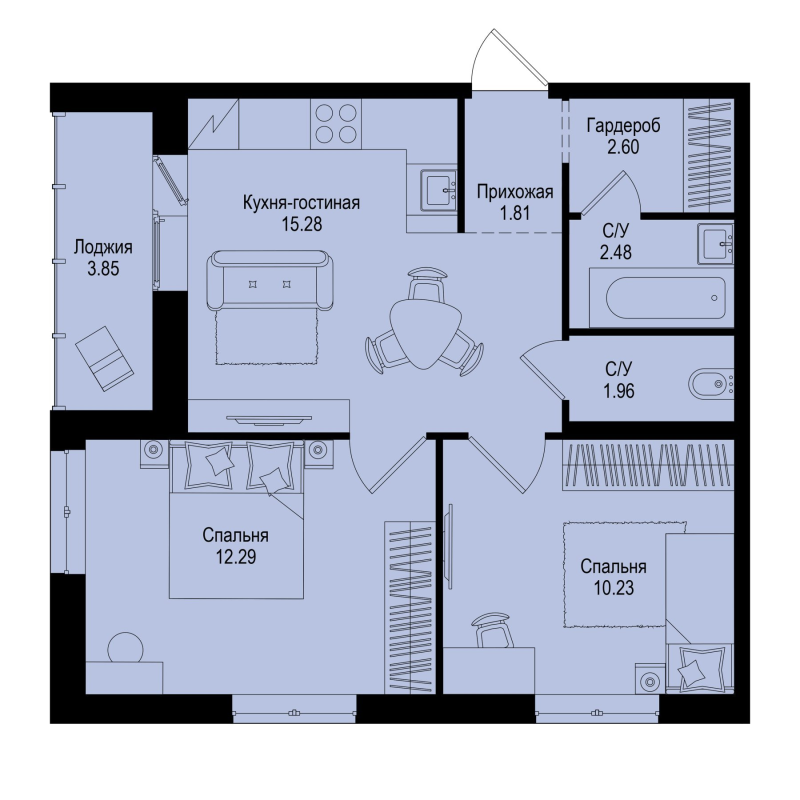 Продажа 2-комн квартиры в новостройке Новосергиевка д., Ленинградская ул.,  к. 1-5