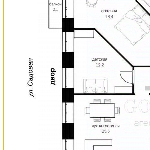 3-комн квартира Садовая улица, 29Б