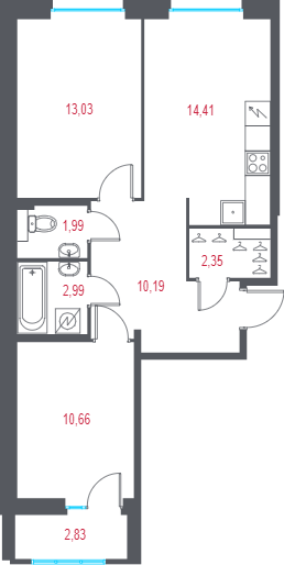 Продажа 2-комн квартиры в новостройке Пушкин г., 1-я линия, территория Лесное,  к. 2.2
