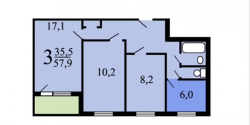 3-комн квартира Днепропетровская улица,  д. 25