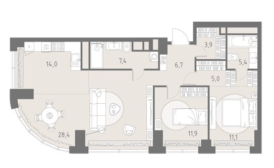 Продажа 2-комн квартиры в новостройке Верейская улица
